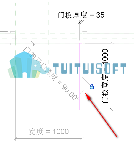 腿腿教学网-Revit教程 | Revit中如何运用参数控制门族的开启角度