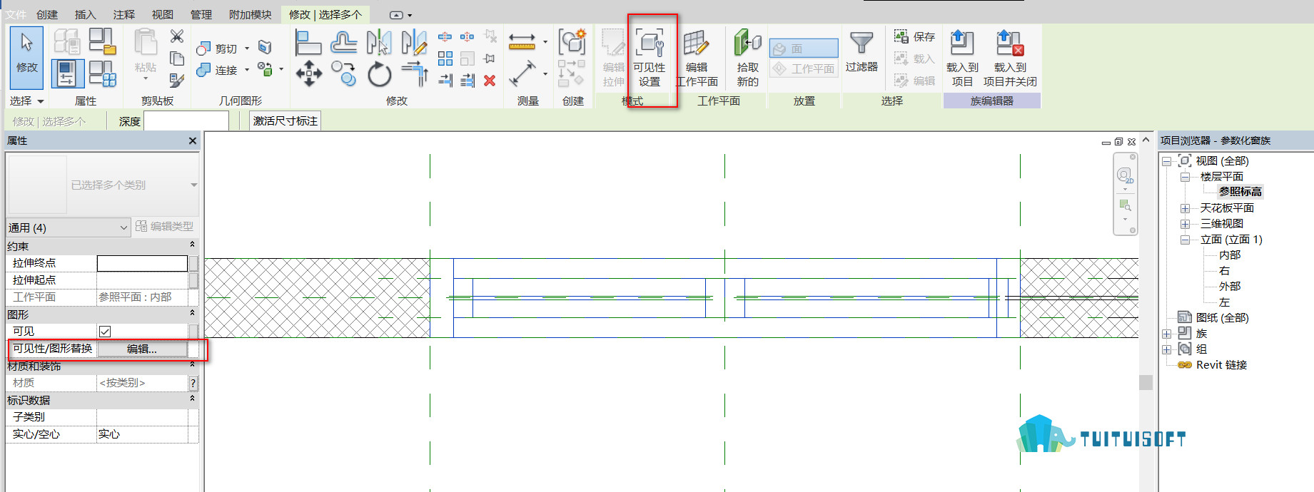 腿腿教学网-BIM教程 | Revit 窗族的平面出图设置