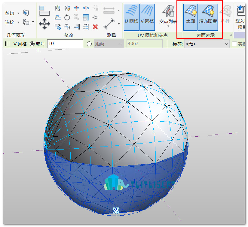 腿腿教学网-Revit体量中表面填充图案的使用方法