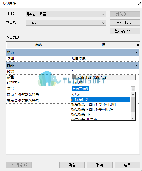 腿腿教学网-为什么打解revit中只有圆标头？