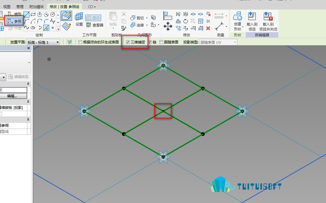腿腿教学网-Revit中利用内建体量创建幕墙以及幕墙嵌板的创建填充（二）
