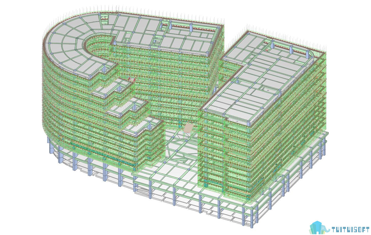 腿腿教学网-建筑BIM模型长什么样？某案例BIM模型展示