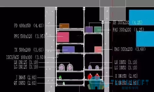 腿腿教学网-“BIM+综合支吊架”如何解决有限空间中的管线布置？