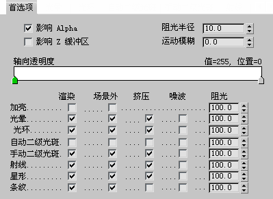 腿腿教学网-3DS MAX 2021光斑首选项怎么设置？每个选项都是什么意思？