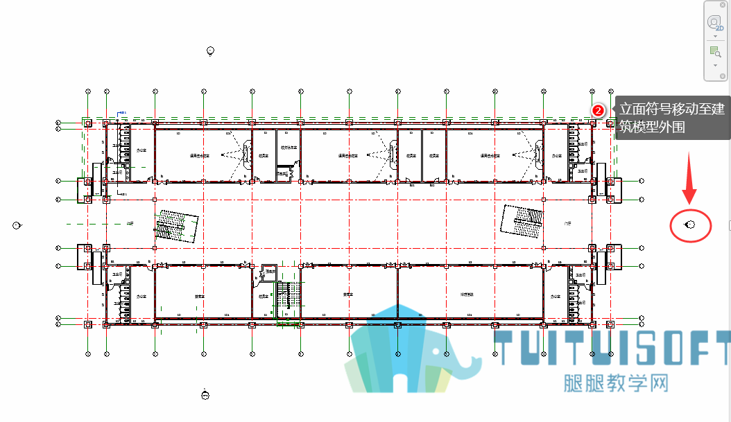 03立面符号移动至建筑模型外围.png