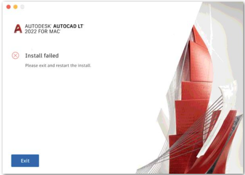 image.png 腿腿教学网-Autodesk 2022安装失败解决方法:由于错误代玛112,安装AutoCAD LT for Mac 2022时显示“安装失败”