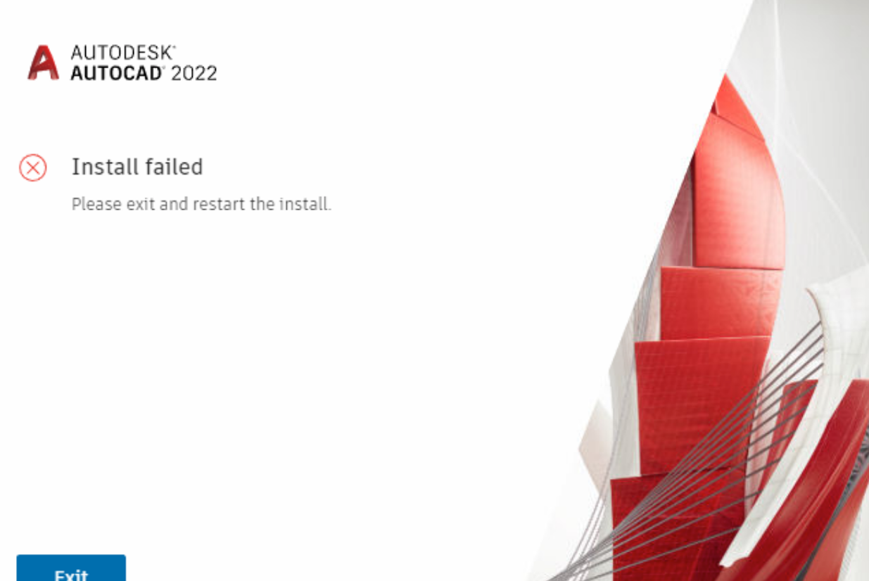 腿腿教学网-CAD directX安装失败怎么办？由于DirectX组件存在问题，安装AutoCAD或AutoCAD LT 2022时显示“安装失败”