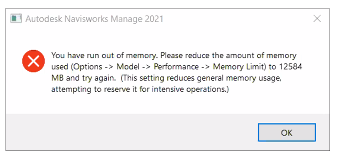 image.png 腿腿教学网-navisworks内存不足无法保存怎么办?navisworks Manage时使用的内存量如何扩大