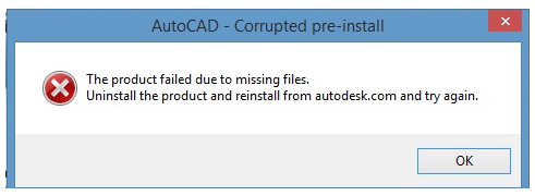 腿腿教学网-cad预安装产品损坏怎么办？启动AutoCAD时显示“AutoCAD — 预安装已损坏”