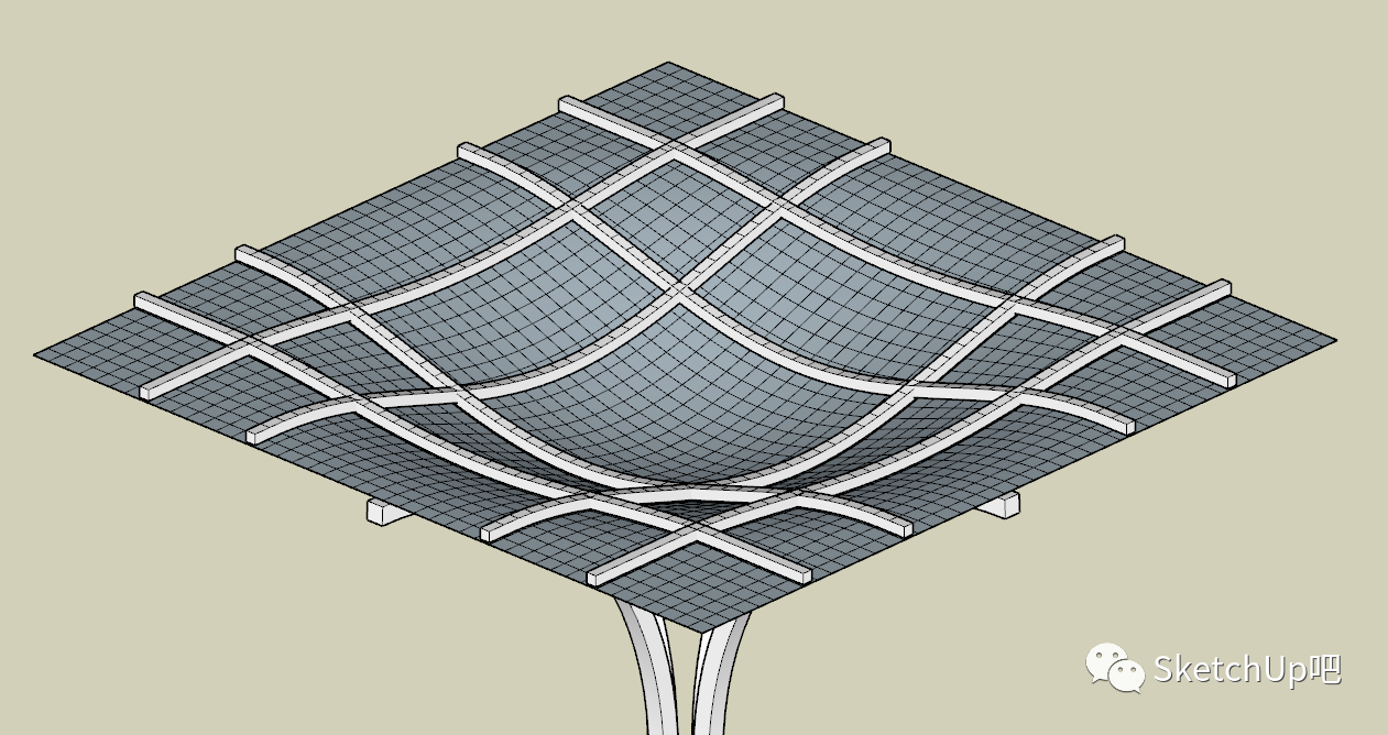腿腿教学网-如何用SketchUp做廊架建模？小白都能学会！