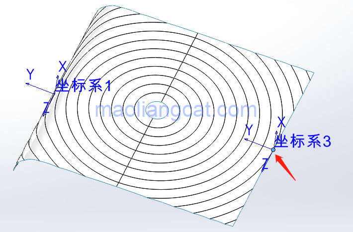 腿腿教学网-solidworks建模教程：solidworks如何弯曲曲面及设置三重轴位置？