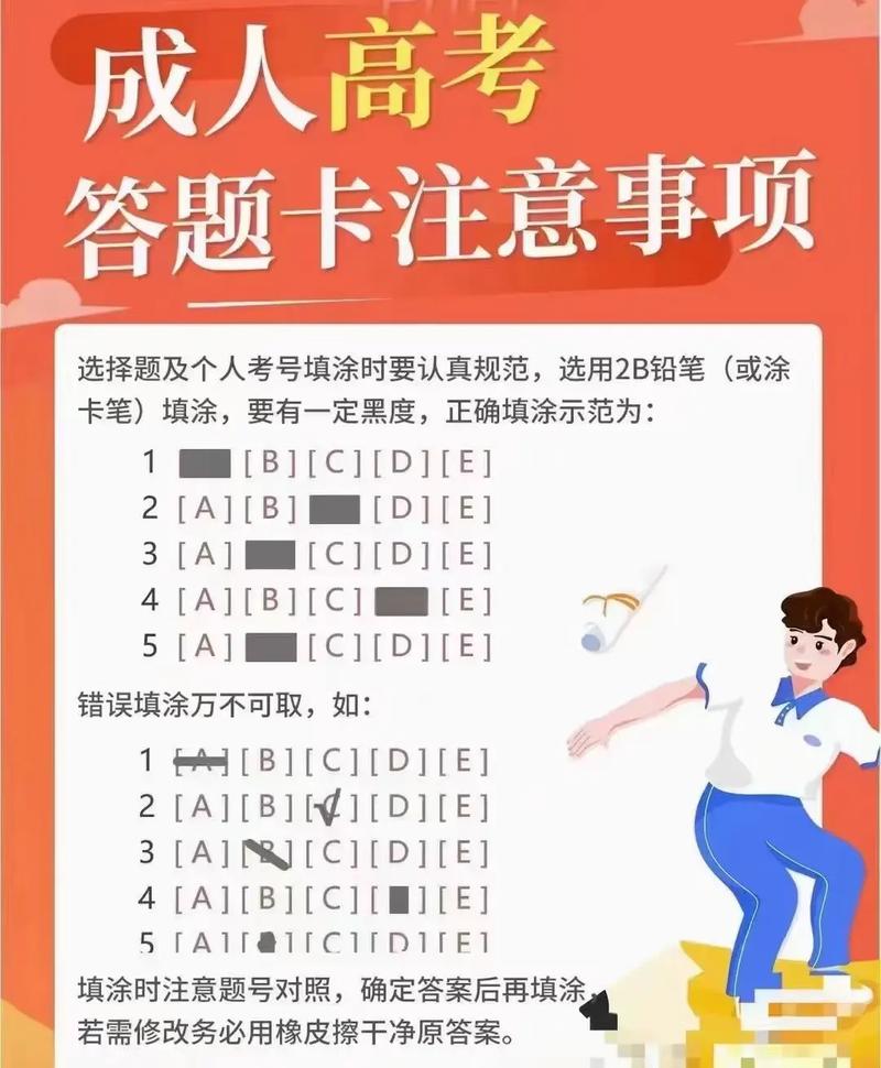 成人高考答题卡填涂注意事项及样式详解 - 腿腿教学网