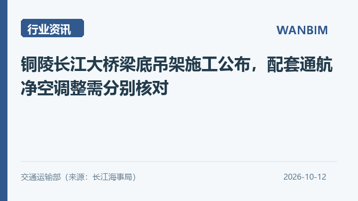 铜陵长江大桥梁底吊架施工公布,配套通航净空调整需分别核对资讯概览