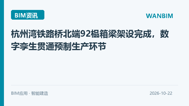 杭州湾铁路桥北端92榀箱梁架设完成,数字孪生贯通预制生产环节资讯概览