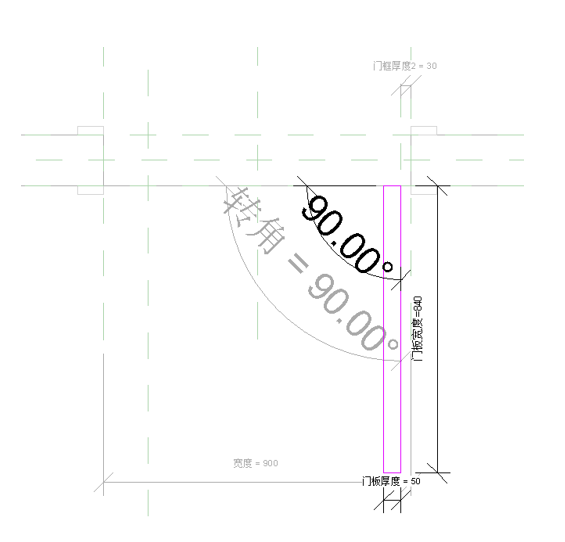 image.png 腿腿教学网-BIM等级考试二级建筑教程 |2.11 带角度平解门族实例