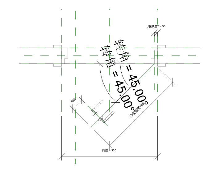 image.png 腿腿教学网-BIM等级考试二级建筑教程 |2.11 带角度平解门族实例