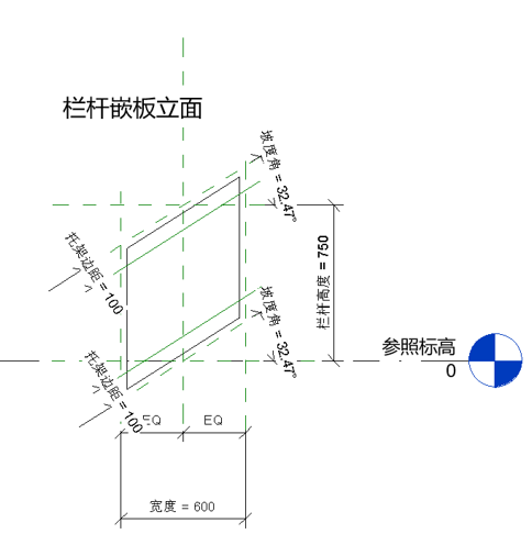 腿腿教学网-BIM等级考试二级建筑教程 | 公制栏杆-嵌板