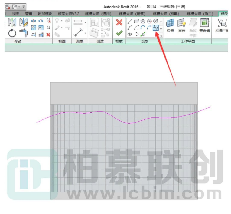 image.png 腿腿教学网-Revit中幕墙顶的曲线绘制的图文教程
