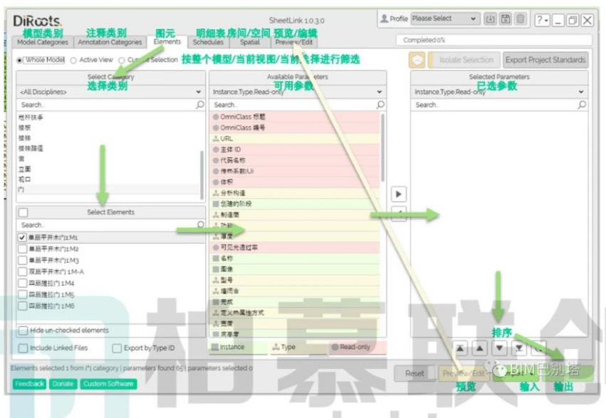 腿腿教学网-Revit插件DiRoots表格输出输入——门窗表图文教程（文/yinshen18）